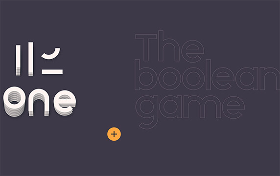 The Boolean Game - 有趣的布尔运算小游戏网站：The Boolean Game 是一个有趣的布尔运算小游戏网站，网站提供一系列图标图形及构成图标的几何图形，将图形按照正确的顺序拖拽到右边的图标区域。