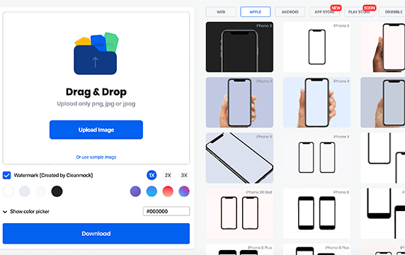 Cleanmock - 设备模型的在线工具：Cleanmock是一个能让你快速从浏览器创建精美的移动或Web应用程序设备模型的在线工具，功能强大，操作简单。