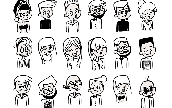 Retroooooo Folks - 免费矢量的手绘草图库：它有104张面孔、30个身体、39根头发、11个胡须、7个配件，可提供上千种组合，支持AI、Sketch、XD格式，灵感来自于Pablo Stanley。