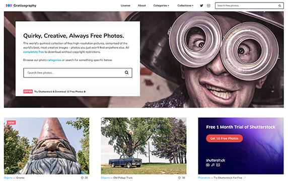 Gratisography - 高画质免费图库推荐：网站每周都会上传新的免费高清大图，是一个免费高分辨率摄影图片库，所有的图片都可以用于个人或者商业用途。