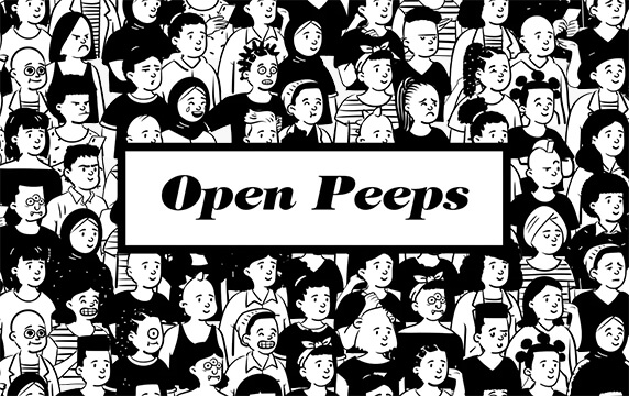 Open Peeps - 手绘插画库：Open Peeps是一个手绘插画库，用于创建人物场景，支持多种格式可免费用于个人和商用项目中。