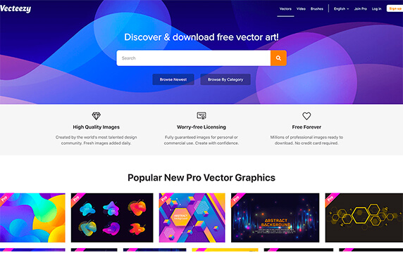 Vecteezy - 矢量图形素材库：Vecteezy是一个提供世界各地艺术家创建的矢量图形素材库，网站每天都会添加新的矢量文件到网站供你获取灵感。