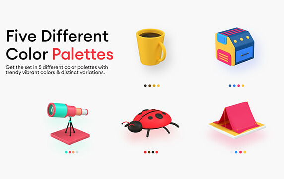 IconShock 3D - 3D样式图标集：它包含1240个大量精心创建的3D图标集合，这些图标有整洁的3D设计样式、5种不同的调色板、尺寸4000x4000px、透明格式的PNG文件。