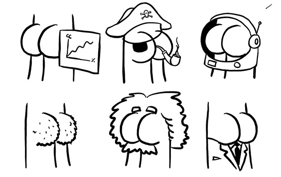 Buttsss - 美丽的圆屁股插画集合：Buttsss是宇宙中最大胆的圆形和美丽屁股插画集合，您可以在广告投放平台、产品演示、营销活动、业务演示或激励性演讲中使用这些GIF。