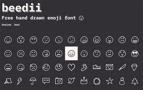 beedii - 自由手绘表情符号字体：Nitish 和 Prafful 提供各种各样手绘表情符字体，目前包含48个不同的元素，它可以用作个人和商用。