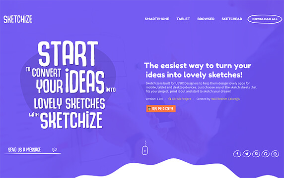 Sketchize - 想法变成可爱的草图：Sketchize专为UI / UX设计师而设计，可帮助为移动设备、平板电脑和台式设备设计精美的应用程序。