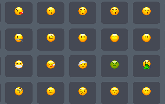 Emoji-M - 易于索引的Emoji合集网站：含9大分类，表情、人物与手势、动物与自然、食物与饮品、旅行与地点、活动、物体、标志、及国旗。点击图标即可复制。