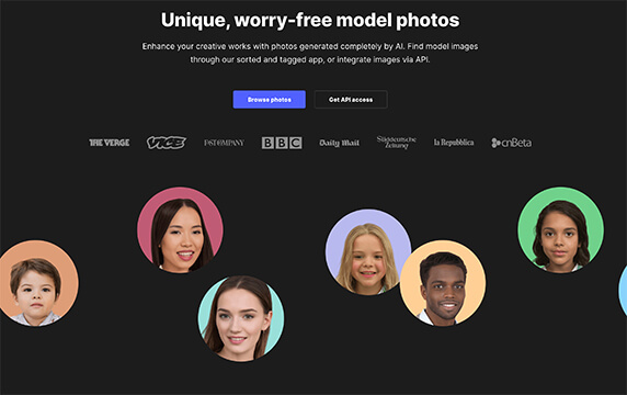 Generated Photos - AI生成的头像库：10万个AI生成的人像面孔无版权免费下载。
