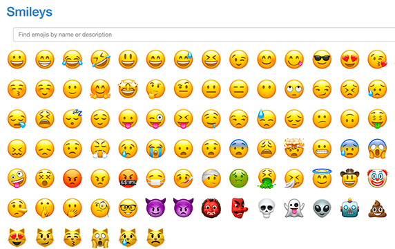 Getemoji - 彩色表情符号设计：网站有非常多的Emoji表情，可以复制和粘贴。