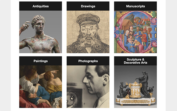 盖蒂博物馆 - 超过10万件的高清艺术品：盖蒂博物馆收藏了从新石器时代到古希腊、罗马时期的艺术品，提供了公开下载的入口。