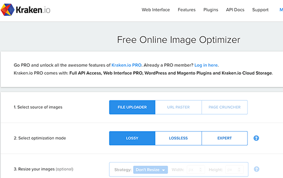 Kraken.io - 最好用的在线图片压缩工具：Kraken.io 是一个在线图片优化和压缩服务，支持 JPEG、PNG、GIF 动画和 SVG 格式。